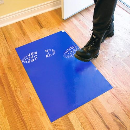 Croing Sticky Mat Tacky Pads Adhesive 17" x 23", 60 Sheets, Total Blue Cleanroom Floor Mats Remove Dirt for Laboratory Construction Hospital Shoes