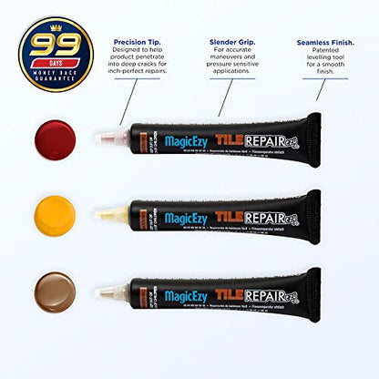 MagicEzy Tile Repair Kit: Porcelain Repair Kit - Ceramic Tile Repair Kit - Mix and Match Colors - Acrylic, Stone, Fiberglass - Wall Touch Up (Terracotta Kit) - color: Terracotta Kit