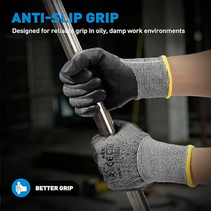 S SATC ANSI A5 Cut Resistant Work Gloves Foam Nitrile Coated 1 Pair Knife Proof Gloves for Cutting, Construction, Warehouse - size: Large
