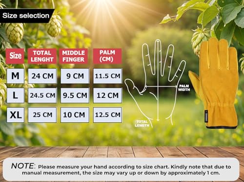 SAWANS Leather Working Gloves Work Gardening Gloves Thorn Proof Garden Heavy Duty Utility Men Women Construction - size: Medium