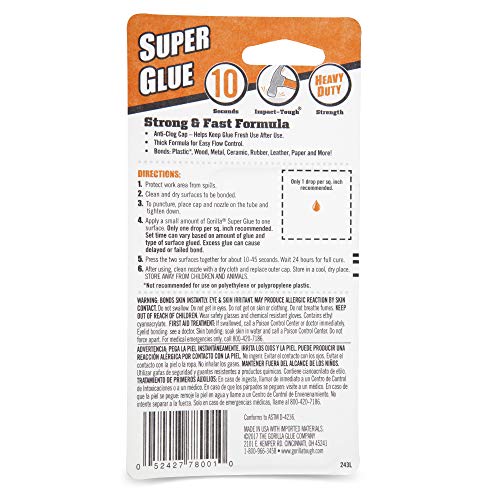 Gorilla Super Glue, Clear Glue, 20 Gram (Pack of 1) - All Purpose and Fast Setting for Projects and Repairs