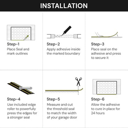 16Ft/5M Garage Threshold Seal Strip. Weatherproof EPDM Rubber Strip Replacement Kit for DIY. Strip + 1pc 300 ml Sealant Adhesive.