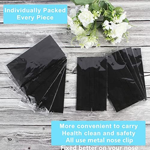 Individually Wrapped Masks 100 Pack Disposable,Face Mask Protection for Adults 3-Layer Filter Safety Face Masks(100, Black)