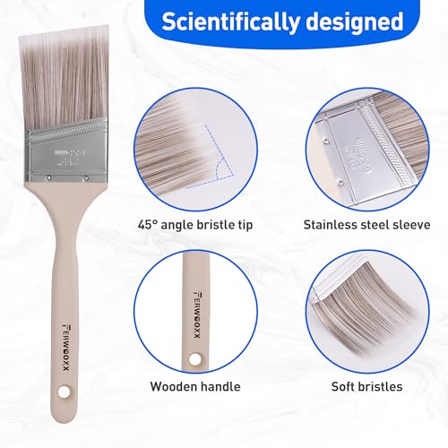 Paint Brush, 2.5IN Stain Brushes for Painting Walls and Fence Staining, Wooden Handle Masonry Paintbrush(3 Packs) - size: 2.5 inch