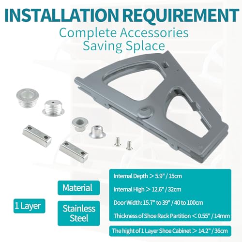 1 Layers Shoes Drawer Cabinet Hinges Flip Frames, Grey Shoe Cabinet Replacement Fittings Stainless Steel for Kitchen Living Room, 1 Pair - color: Gray, size: 1 Layers