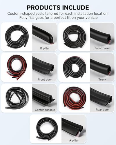 Weather Stripping Door Seal for Toyota RAV4 2006-2012, Rubber Seal Weather Strip Kit, Soundproof Noise Insulation Dustproof for Front/Rear Trunk A-Pillar B-Pillar Front/Rear Door (9-Pack) - size: for Toyota 2006–2013 RAV4