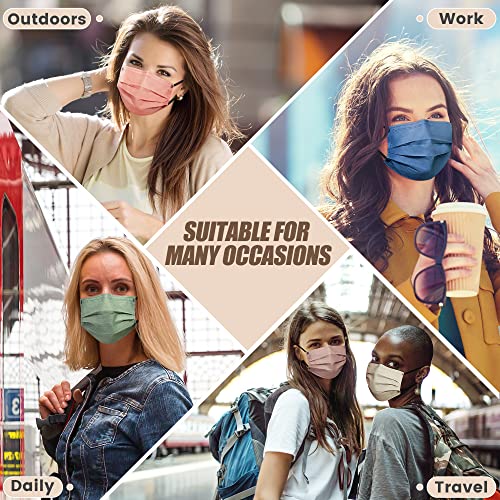 Face Mask Disposable Adult - 4 Ply Protection Masks 50 Pack Individually Wrapped Mask Multicolored Breathable Safety Masks for Women & Men
