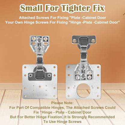 20PCS Upgraded Cabinet Hinge Repair Plate Kit, Durable Door Hinge Mounting Plate Stainless Steel, Large Cabinet Fix Board with Screws for Kitchen Cabinet, Cupboard Doors and Furniture