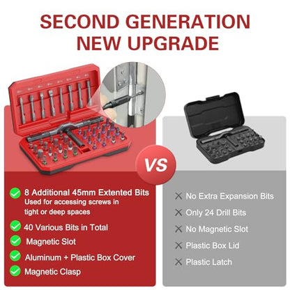 Bomivoi 42 in 1 Magnetic Screwdriver Set, DIY Ratchet Screwdriver Set, Multi Bit Magnetic Drive Set with Detachable Ratchet Handle, Portable Compact Repair Tool Kit for Furniture Computer Bicycle Red - color: Red