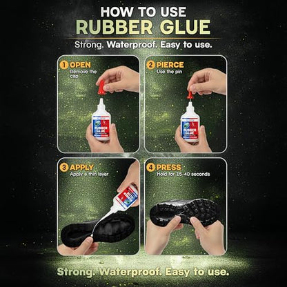 Adhesive Guru Rubber Glue (0.7 oz) - Heavy Duty Super Glue for Rubber, rc Tires, Shoes, Soles, Seals, Gaskets & DIY Fast-Bonding & Weatherproof Glue for Automotive & Crafts - 1 Pack - size: 1 Pack, style: Rubber Glue