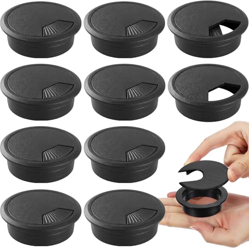 SATINIOR 10 Packs Desk Wire Cord Cable Grommets Cover Plastic PC Desk Cord Organizer Plastic Grommet Hole Cover for Arranging Managing and Hiding Office PC Desktop Cable(1.5 Inch, Black) - color: Black, size: 1.5 Inch