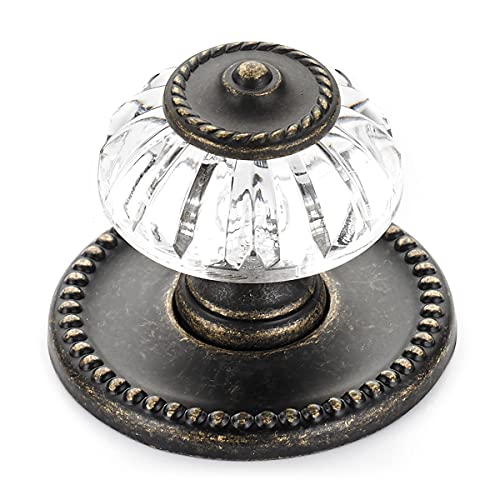 Richelieu Crystal Cabinet Knob, 1-5/16 Inch, Montreuil Collection, BP16063244BB, Burnished Brass - size: 1 Count (Pack of 1)