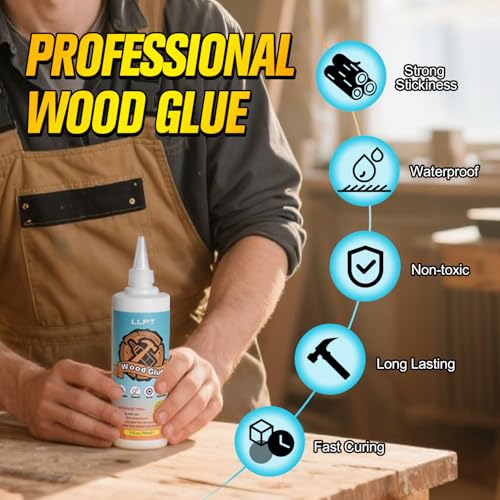 LLPT Wood Glue 11.2 Ounce | Dried Clear Ultimate Waterproof Wooden Super Glue Exterior | All Purpose Wood Adhesive | Heavy Duty for Woodworking Projects Repairs and DIY (LWG330) - size: 330ml