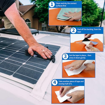 BEBOBLY RV Roof Tape,Leak Repair Sealant Tape 4 Inch x 50 Foot UV & Waterproof for RV Roof,Window,Camper, Boat,Pipe Sealing, Natural White