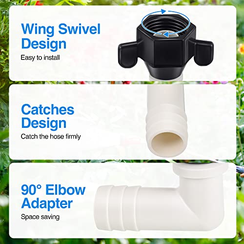 Dreyoo 1/2" x 14 NPT x 1/2" Barb Elbow and Straight Swivel Adapter RV Water Pump Fittings with Thread Seal Tape, 1/2 Inch Female Threaded Pex Fittings for Water Pump Strainer