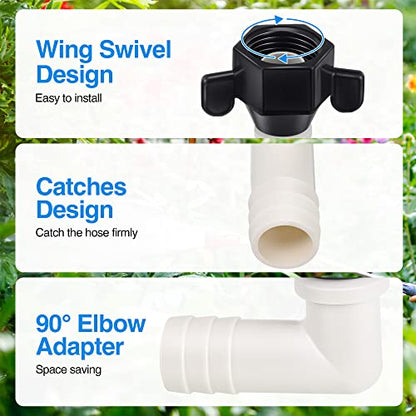 Dreyoo 1/2" x 14 NPT x 1/2" Barb Elbow and Straight Swivel Adapter RV Water Pump Fittings with Thread Seal Tape, 1/2 Inch Female Threaded Pex Fittings for Water Pump Strainer
