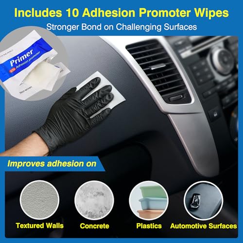 Tapsi Heavy Duty Double Sided Mounting Tape 1" x 9.85FT – Acrylic Foam Tape with 10 Adhesion Promoter Wipes, Waterproof Removable Adhesive for Car Trim, LED Strips, Pictures & Signs