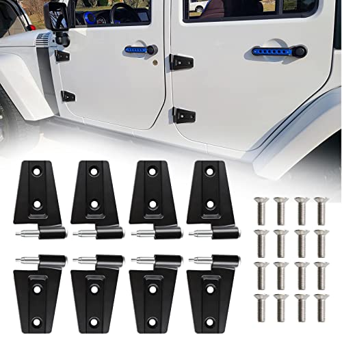 Door Hinges Compatible with Wrangl-er JK JKU Unlimited 2007-2018 Aluminum Door Hinge Kits 2 Doors & 4 Doors (8 Pcs w/ 16 Pcs Screws) - size: 4 Door Outside Hinges