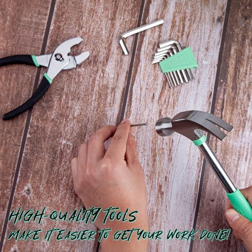 CARTMAN 39-Piece Home Tool Set Kit, Essential Household Hand Tools with Plastic Storage Case, Green - color: Green