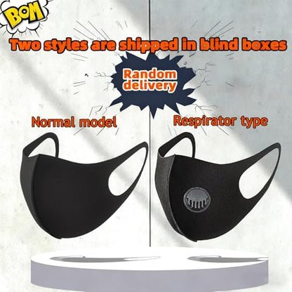 15PCS Black Reusable Face Masks Sponge Washable Breathable for Adult Men Women Dust Protection Not Cloth Fabric (Large)