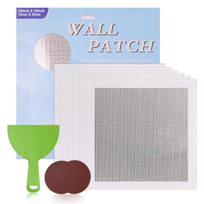 Wall Repair Patch Kit Upgraded Size, 6 Pcs 10 Inch Self Adhesive Pieces Aluminum Drywall Repair Kit, with Its Own Large Squeegee and Scraping, GMingZTong - size: 6 Pack 10 Inch