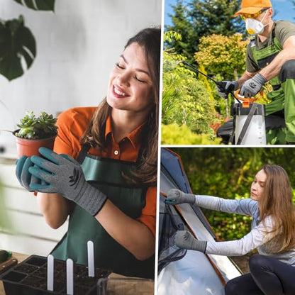 Trifabricy Garden Gloves for Women/Men - 6 Pairs Latex Gardening Gloves with Grip, Protective Work Gloves for Lawn Yard - color: Green & Black & Grey