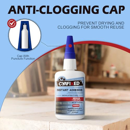 CYAFIXED Professional Grade Cyanoacrylate Super Glue, Medium Viscosity CA Glue for Woodworking, 2 oz. (56.8 Grams) - Instant Adhesive for Woodturning, Pen Turning, Hobby Models & Most Wood Bonding - size: 2 oz