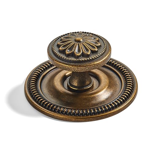 khtumeware 10 Pack 2.5 Inch Antique Brass Cabinet knobs with Backplate,Vintage Backplate for Drawer knobs, Bi-Fold Door Knobs - color: Antique Brass, style: 10-Pack