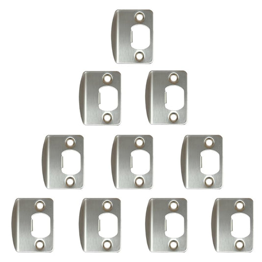 10 Pack Door Latch Strike Plate Door Lock Strike Plate Repair Kits Reinforcement for Door Frame Repair Stainless Steel Finish - color: D-SS finish 10pcs