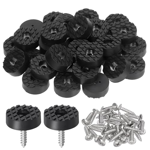Swpeet 32Sets 24mm Round Black Furniture Pads with Screws, Heavy Duty Round Rubber Non Slip Non Skid Furniture Feet Rubber Bumpers Pads for Table Desk Chair to Protect Hardwood - size: 24 Mm