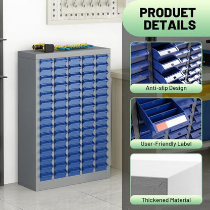 Yeeoy 75 Drawers Parts Cabinet, Bolt and Nut Tool Storage Cabinet, Steel Parts Organization Shelves with ABS Material Drawer & Labels for Tool Hardware Storage, Grey - size: 75 Drawers