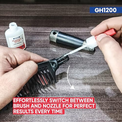 GH1200 (2-in-1) Super Glue for Plastic with Brush Applicator & Nozzle - Fast Setting Plastic Glue Heavy Duty for Solid Bonds, DIY & More, Crystal Clear & No Stain Glue - style: 20g Plastic Glue Brush & Nozzle