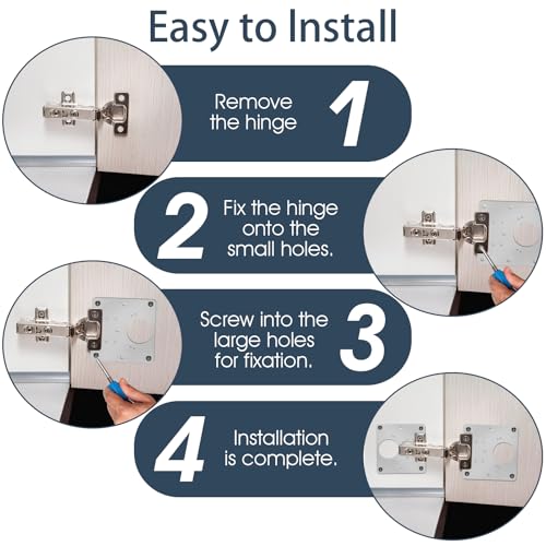 20 Pcs Cabinet Hinge Repair Plate, Stainless Steel Door Hinge Repair Plate Kit Metal Large Fix Board Replacement Kit with Screws for Kitchen Cabinet, Cupboard Doors and Furniture