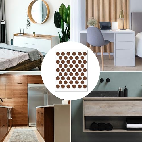 Walnut Self-Adhesive Screw Hole Stickers - 50 pcs. 0.55 inch / 14 mm Peel Stick Dust Proof Tape, Water Resistance PVC Caps for Wood Cabinets, Furniture, Drawer, Wardrobe, Kitchen, Table - color: Walnut, size: 0.55 inch - 14 mm