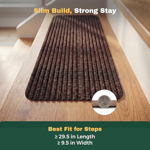 MBIGM Non-Slip Carpet Stair Tread Mat 30" x 30" Landing Rug-Matching Mat Non-Skid Safety Rug Slip Resistant - Brown - color: Brown, size: 2'6" x 2'6" - 1 pcs
