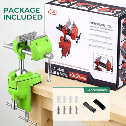 Bench Vise, 360° Swiveling Articulating Vise with Post Universal, Woodworking Vise, 360° Heavy Duty Cast Steel, Table Clamp Vise for Workbench DIY Projects, Handcraft Creations