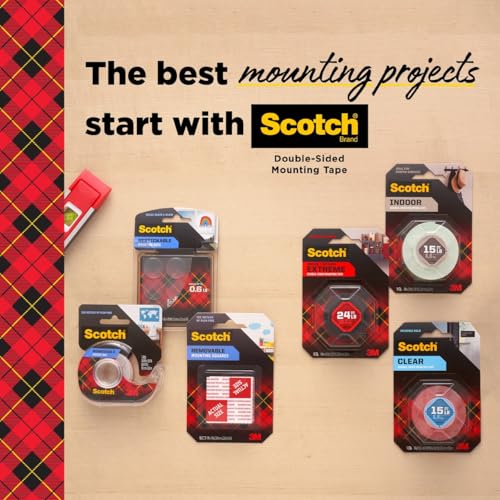 Scotch Removable Clear Double-Sided Mounting Squares, 35 Counts, 0.68" x 0.68" in, Holds Up to 1 lbs., Removes Easily Without Leaving Any Residue, Designed for Hanging Artwork, Photos & Cards (859) - size: 0.68"