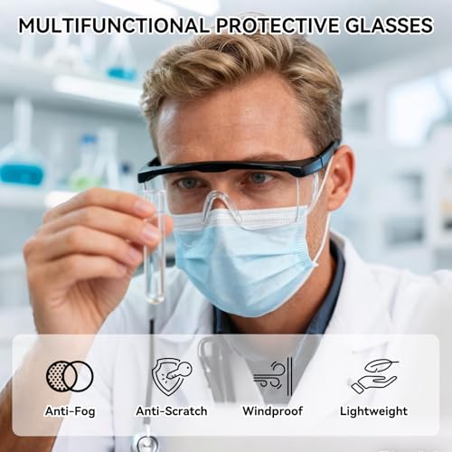 Safety Goggles Protective Eyewear Goggles, Anti Droplet Debris Googles for Work Lab - color: Clear Lens