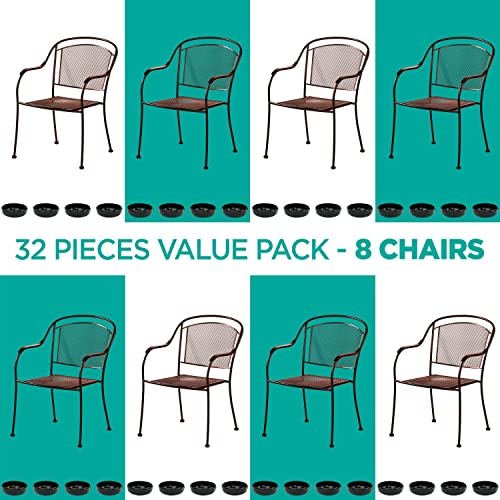 Wrought Iron Patio Furniture Feet Caps (32 Pack, Black) - 1.5" Round Plastic Outdoor Chair Leg Caps, Patio Furniture Replacement Feet - color: Black, size: 32 Gliders