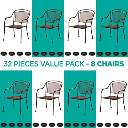 Wrought Iron Patio Furniture Feet Caps (32 Pack, Black) - 1.5" Round Plastic Outdoor Chair Leg Caps, Patio Furniture Replacement Feet - color: Black, size: 32 Gliders