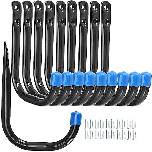 Garage Storage Hooks for Hanging, 4Inch Heavy Duty Wall Mount J Utility Hooks, Hangers-Organizer for Tools, Bikes, Ladders, Chairs, 10 Pack (‎12G-4inch10)