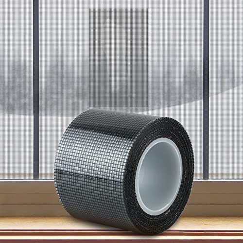 SANKEMU Screen Repair Tape, Extra Wide 16FT, Black, Adhesive & Waterproof, Fiberglass, fix for Screen Door and Window Screen, (4 INCH X 16.5 FT) - size: 4 in X 16.5ft