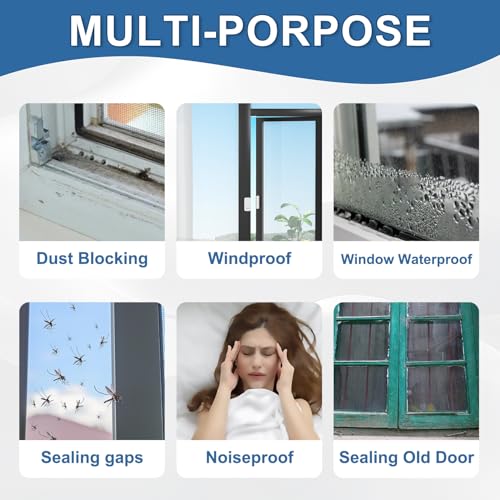 Transparent Window Weather Sealing Tape 2IN x 35 yd Draft Isolation No Residue Removable Adhesive Waterproof Windows Doors Shower Glass AC Units Ideal for Winter Seal & Summer Cold Air Loss Prevention - size: 2 In x 105 FT