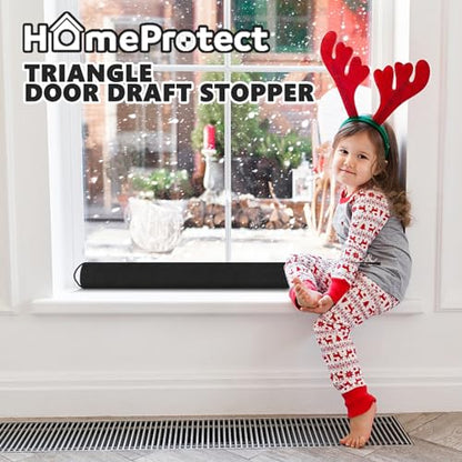 Weighted Door Draft Stopper 36 Inch Triangle Door Snake Blocker Cold Air Noise Light Under Door Sweep Weather Stripping Door Seal More Fits 0 to 3" Large Door Gaps,Quick Install Black - size: 36.5