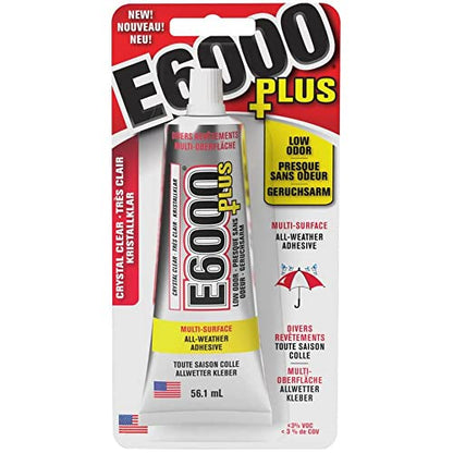Eclectic Products inc. E6000 Plus Multi-purpose Clear Glue, Waterproof and Paintable, Strong Flexible Craft Adhesive for Wood, Glass, Fabric, Ceramic, Metal and More, 56.1ml - size: 56.1ml
