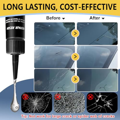LOCBONDSO Windshield Chip Repair Kit, Quick Fix Windshield Repair Kit with Durable Fast Curing Resin, Repair Star-Shaped, Bull-Eye Cracks on Car Window & Glass