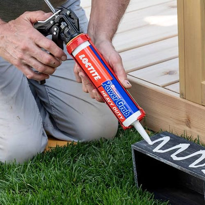 Loctite Power Grab Express Heavy Duty Construction Adhesive, 9 fl oz Cartridge, 12 Pack - Versatile Construction Glue for Cement, Tile, Wall & More