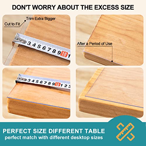 8x48 Inch Clear PVC Desk Cover Protector 1.5mm Thick Multisize Desk Pad Mat Transparent Plastic Tablecloth Waterproof Vinyl Table Top Protector for End Table Coffee Table Night Stand Dresser Non-Slip - size: 8"x48"