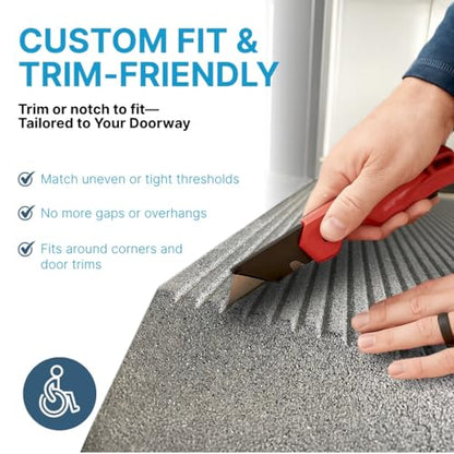 EZ-ACCESS Transitions Angled Entry Mat for Raised Thresholds - color: Black, size: 2.5 Inches