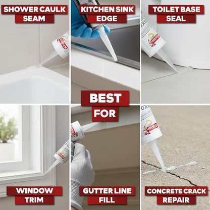 XFasten Clear Silicone Caulk Neutral Cure 10.1 oz (4-Pack) 100% Waterproof Silicone Sealant, Crack and Shrink Resistant, Low Odor, Strong Adhesion Caulking for Kitchen Bath Window Shower Outdoor Use - size: 4-Pack